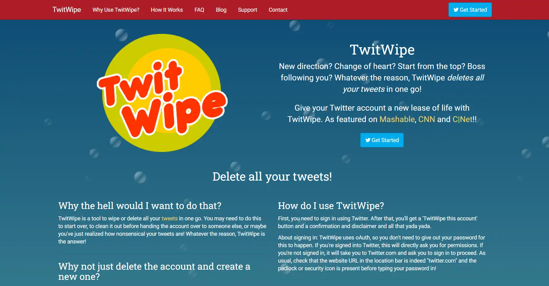 TwitWipe - Delete all your tweets in one go!