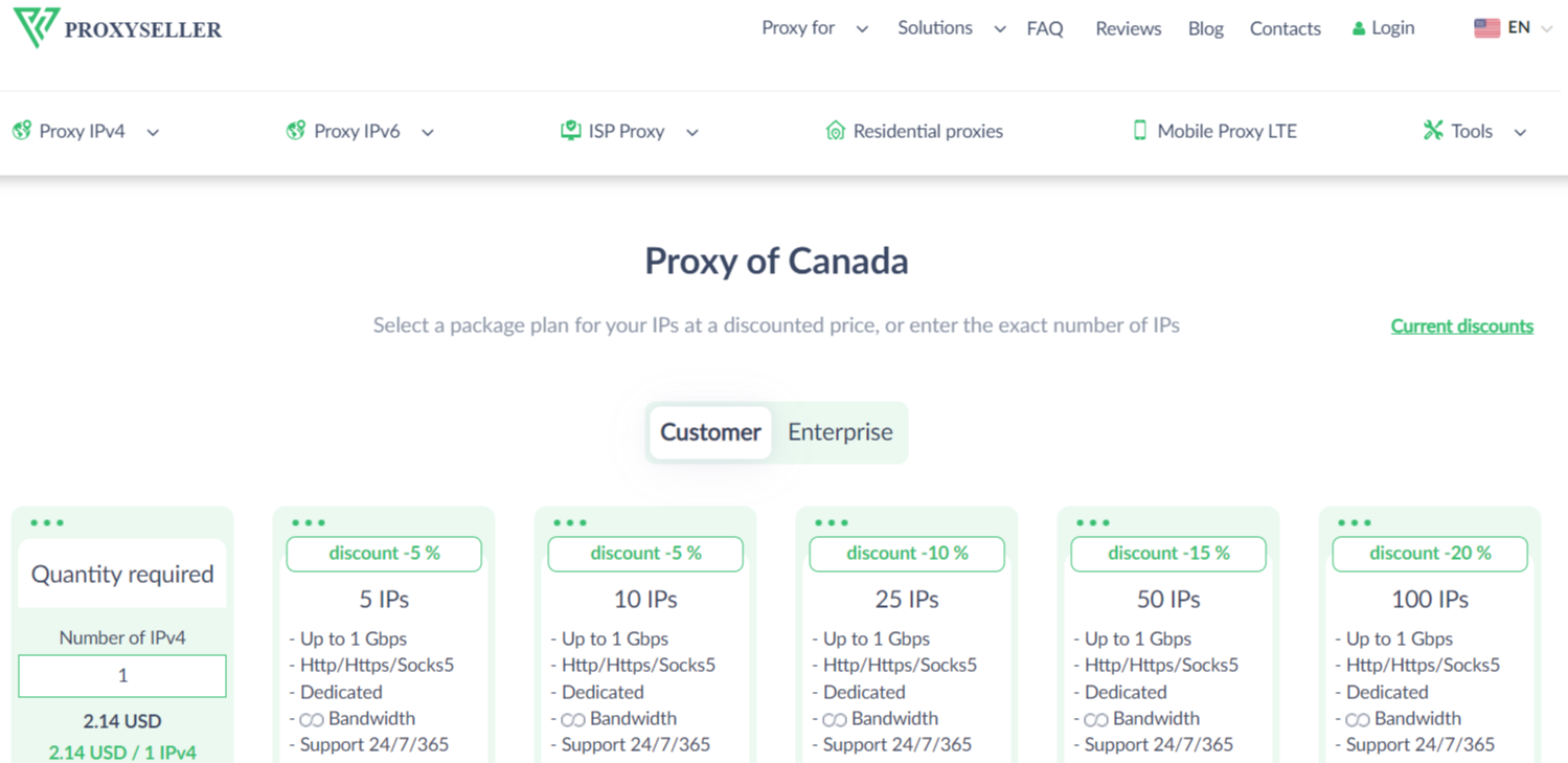 best Canadian proxies - proxy seller