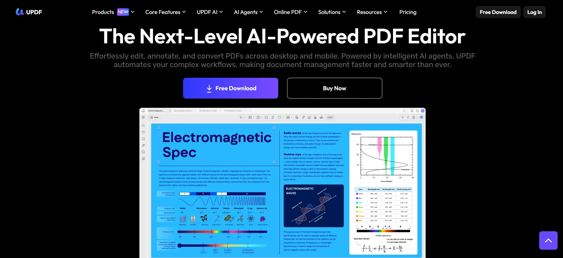 UPDF AI-powered PDF editor interface for editing, annotating, and managing PDF documents