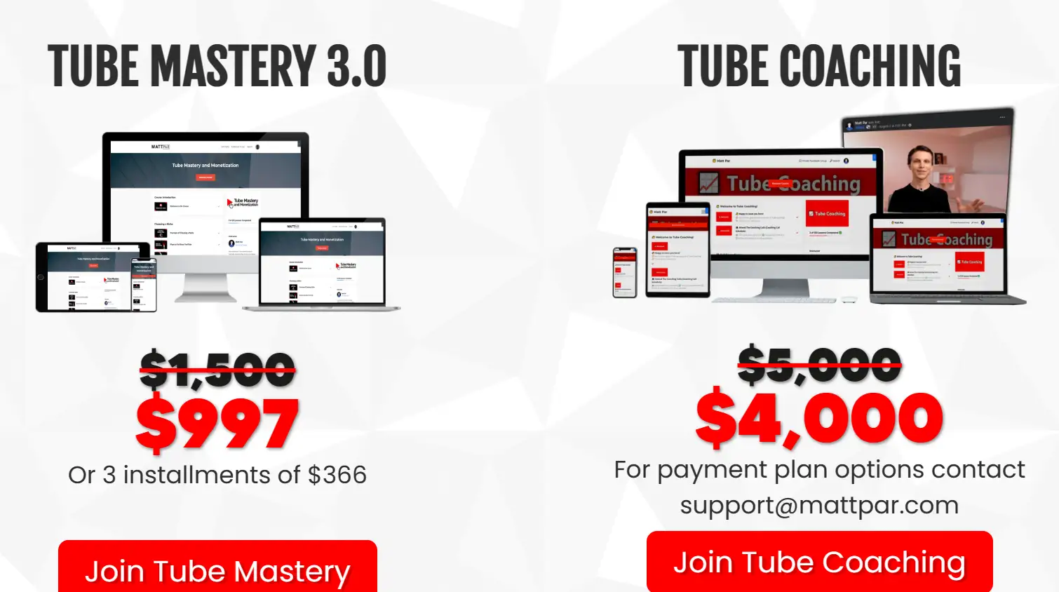 Tube Mastery and Monetization pricing 