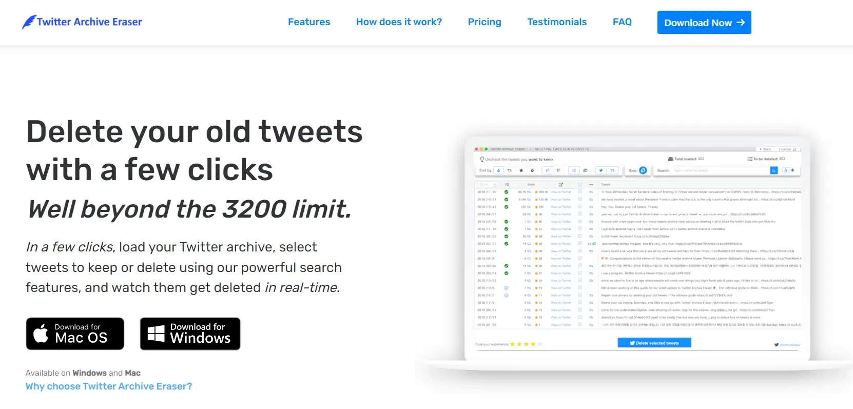 Twitter Archive Eraser - tweet deleter