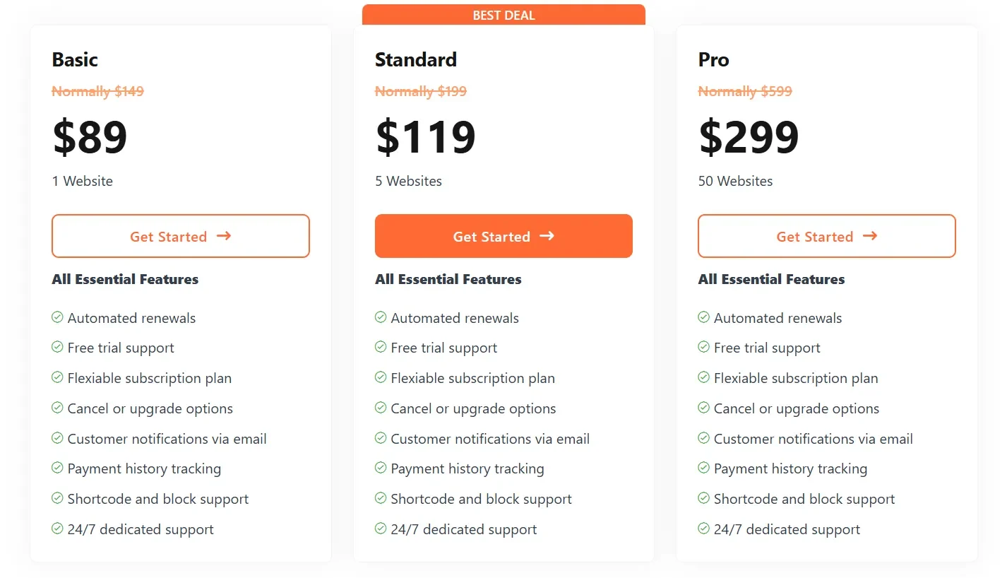WPSubscription Pricing