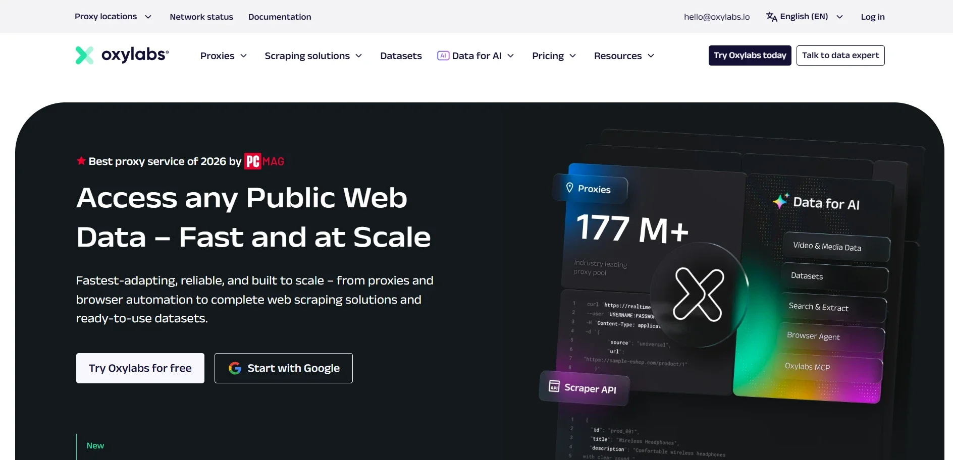 Screenshot of Oxylabs TikTok proxy landing page featuring enterprise residential proxies, extensive global IP pool, geo-targeting, and high-performance proxy solutions for TikTok data collection.