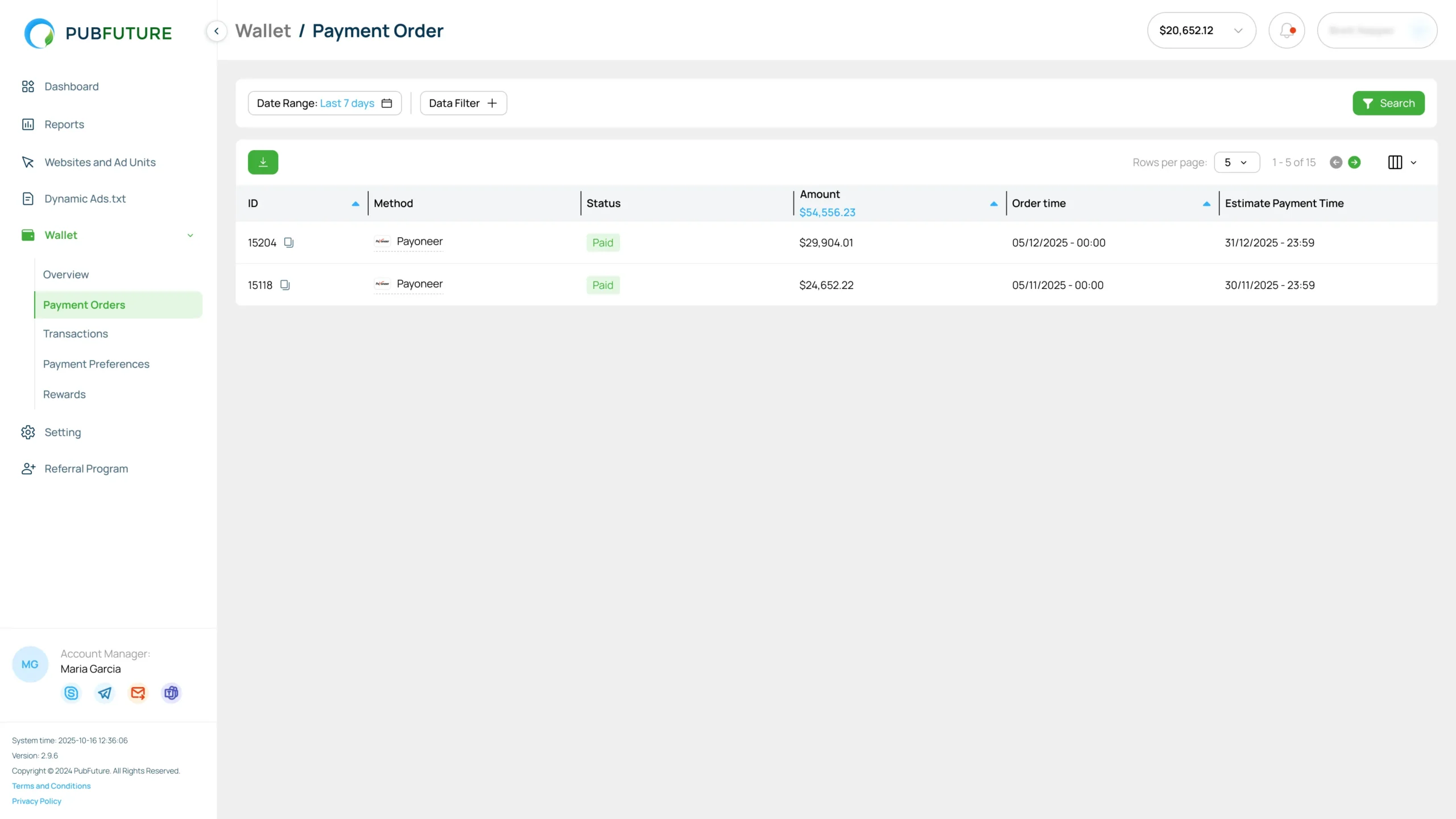 Wallet - Payment Orders