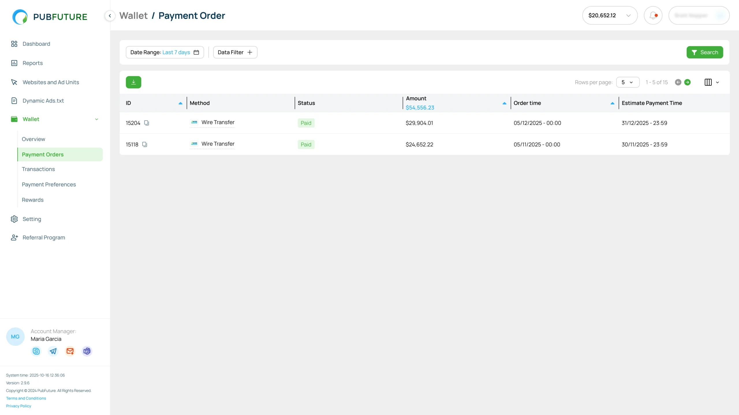 Wallet - Payment Orders_
