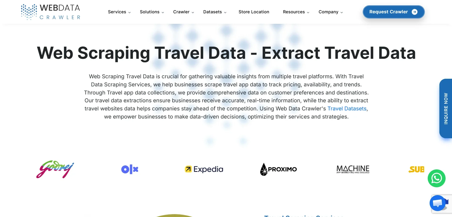 WebData Crawler travel datasets for market analysis covering pricing trends, destination popularity, and traveler type
